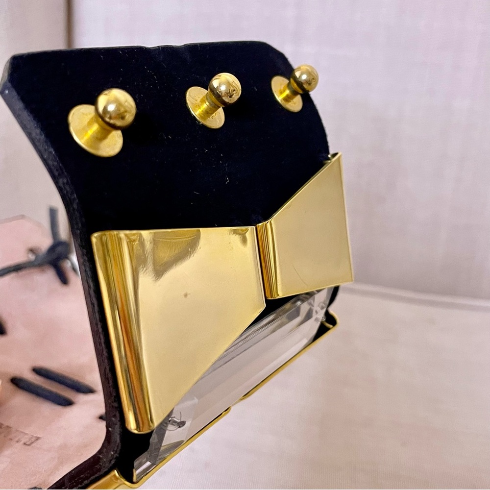 🖤 Balmain X H&M leather statement bracelet mirror gold tone suede rhinestone - Picture 11 of 13